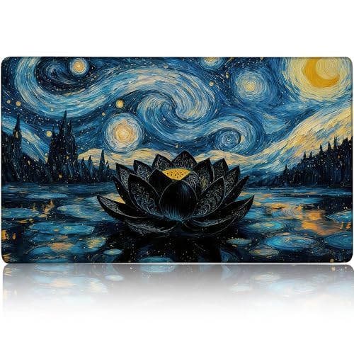 MTG Playmat TCG Card Game Mat Magic The Gathering Play Mat 24x14 Inch - color: Starry Starry Black Lotus
