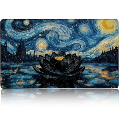 MTG Playmat TCG Card Game Mat Magic The Gathering Play Mat 24x14 Inch - color: Starry Starry Black Lotus