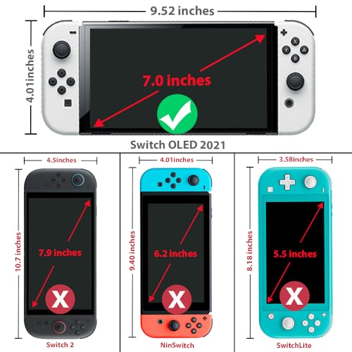 TJS 2 Pack Screen Protector for Nintendo Switch OLED Model 2021 7.0" Clear | Tempered Glass Screen Protector Works While Docking 0.3mm Thickness/Bubble Free/Ultra Clear/9H Hardness/ Anti-Fingerprint - size: Nintendo Switch OLED 7.0''