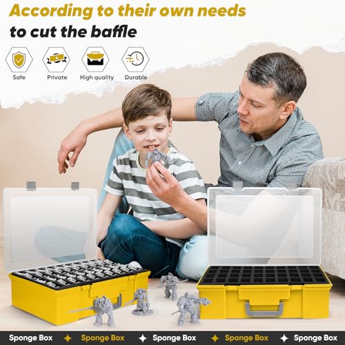 Miniature Storage Carrying Figure Case - 120 Slot Figurine Minature Carrying Case with 3 Foam Layer for Miniatures Compatible with 40k, DND & More (Yellow) - color: Yellow