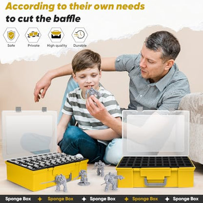 Miniature Storage Carrying Figure Case - 120 Slot Figurine Minature Carrying Case with 3 Foam Layer for Miniatures Compatible with 40k, DND & More (Yellow) - color: Yellow