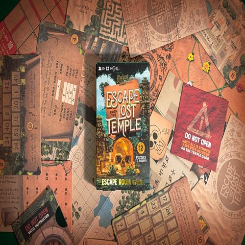 Professor Puzzle: Escape from The Lost Temple - Archeological Themed Escape Room Board Game, 12 Logic & Number Puzzles to Solve, Ages 12+, 1+ Players - style: Lost Temple