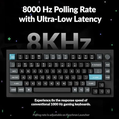 Keychron Q1 Ultra 8K 75% Wireless Mechanical Keyboard, Aluminum Hot-Swappable RGB, Red Switch, 82 Keys, 600h Battery Life, 2.4GHz/Bluetooth/Wired, ZMK Programmable, Mac Windows Linux – Black - color: Keychron Silk POM Switch - Red
