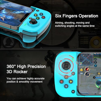 arVin Wireless Gamepad Controller for iPhone iOS Android PC with Back Button, Mobile Gaming Controller for iPhone 15/14/13/12/11, iPad, MacBook, Samsung Galaxy S23/S22/S21, TCL, Tablet, CODM, Genshin - color: Blue&Red