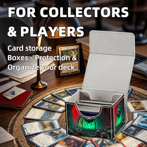 Trading Card Storage Box, Holds 100+ for MTG Cards, PU Leather with Magnetic Closure, Giant Spider in Skull Filled Cave Durable Deck Box for Magic the Gathering, Trading Card Games - color: Giant Spider in Skull Filled Cave