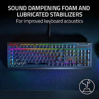 Razer BlackWidow V4 X Mechanical Gaming Keyboard, Yellow Switches, Black | Linear & Silent Switches, 6 Dedicated Macro Keys, Chroma RGB, Doubleshot ABS Keycaps, Roller & Media Controls, Snap Tap - color: Black