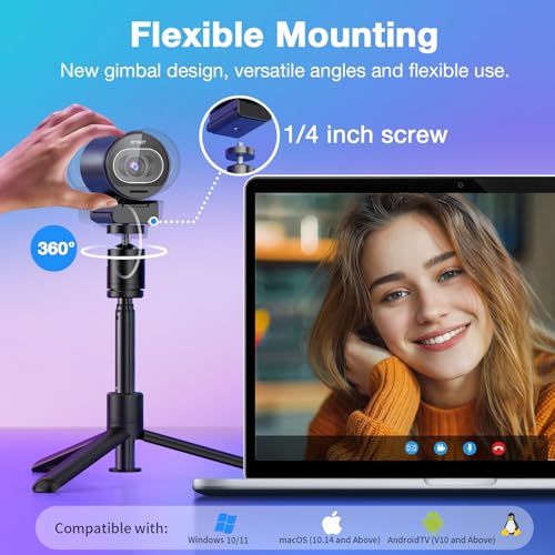 EMEET S600 4K Webcam with Tripod for Streaming, Sony 1/2.55'' Sensor | 1080P@60FPS, PDAF Autofocus, 2 Noise Reduction Mics, Built-in Privacy Cover 73° FOV, Streaming Webcam for Product/Game/Beauty - style: S600 Sony Sensor with Tripod