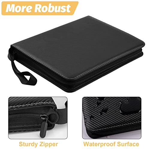 GERMUN 9 Pocket Trading Card Binder,900 Cards,50 Top-Loading Pages, Double Sided Pockets PU Cover Zipper Collection Album Folder for Standard MTG, TCG, Sports Cards (Black) - color: 9 Pocket 900 Carton Black