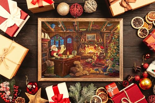 Jigsaw Puzzles for Adults 1000 Piece The Christmas Home 27.56 x 19.69 Inch Puzzles for Adults Educational Challenge Toy Christmas Puzzles 1000 Pieces for Adults - color: The Christmas Home