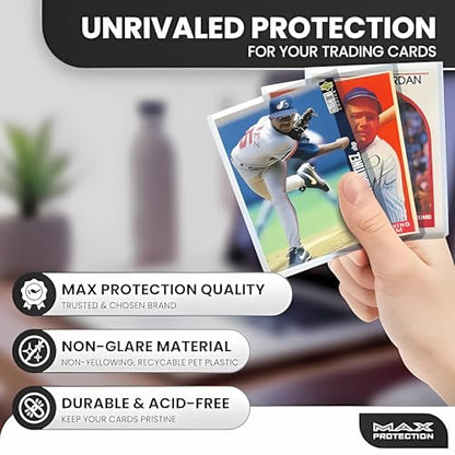 Max Protection 35pt Top Loaders for Cards - 500 Count - Premium 3x4 Inch Trading Card Toploaders - Protect Your Baseball and Sports Cards with These Crystal Clear Hard Plastic Sleeves Protectors - size: 500 Toploaders