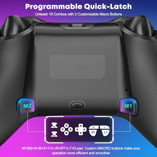 Wireless PC Gaming Controller -RGB Lightning Pro Gamepad for Windows PC, Switch, Switch 2, Android & iOS, with Programmable Back Buttons, Turbo, 1000mAh Battery & Stand (2.4G/USB-C/Bluetooth)