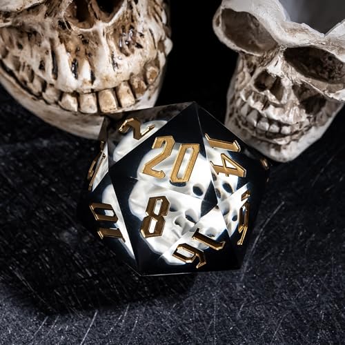 Cusdie Large D20 Dice 55mm with Sharp Edges, D&D 20 Sided Dice, Handmade DND Giant D20 for RPG, Table Games(White Skull) - color: White Skull