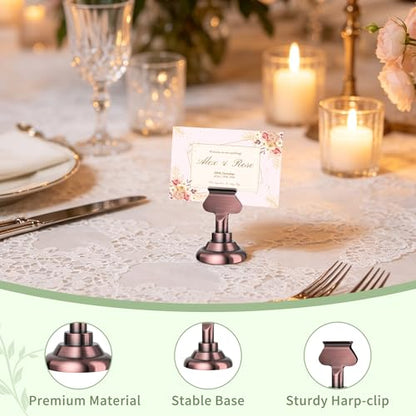 Urban Deco 16PK Table Number & Place Card Holders - 1.7 Inch Steel Holders for Photos, Food Signs, Memo Notes, Weddings, Restaurants, Birthdays (Copper) - color: Copper