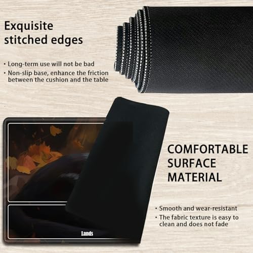 Board Game Mat TCG Playmat Plus 50 Pcs Card Sleeves, 24 x 14 inches Table Mats Games Mousepad with Zones Smooth Surface for MTG RPG CCG Trading Card Game Play Mats, Black Cat Pumpkin - color: Black Cat Pumpkin, size: Zone 1