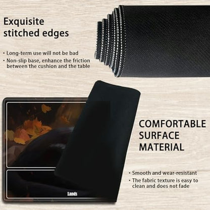 Board Game Mat TCG Playmat Plus 50 Pcs Card Sleeves, 24 x 14 inches Table Mats Games Mousepad with Zones Smooth Surface for MTG RPG CCG Trading Card Game Play Mats, Black Cat Pumpkin - color: Black Cat Pumpkin, size: Zone 1