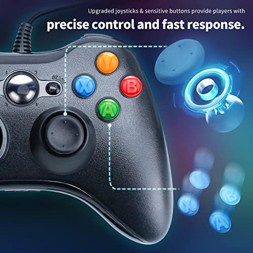OSTENT Wired USB Controller Gamepad Joystick for Microsoft Xbox 360 Console Windows PC Laptop Computer Video Game Color Black - color: Black
