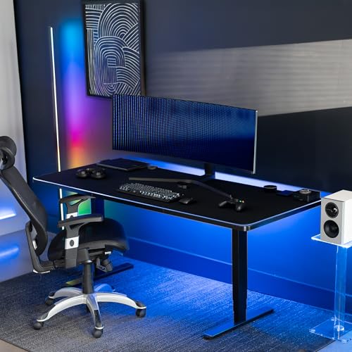 VIVO Extra Large 71 x 30 inch Full Size Desk Pad with RGB Lighting for Office Ambience and Immersive Gaming, Oversized Mouse Pad Table Top Cover, 12 Color Modes, Non-Slip Base, Black, DESK-PAD72 - size: 71 x 30 inches