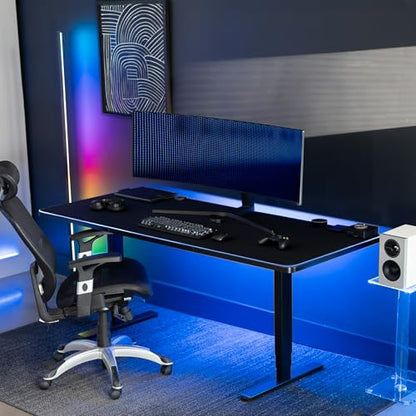 VIVO Extra Large 71 x 30 inch Full Size Desk Pad with RGB Lighting for Office Ambience and Immersive Gaming, Oversized Mouse Pad Table Top Cover, 12 Color Modes, Non-Slip Base, Black, DESK-PAD72 - size: 71 x 30 inches