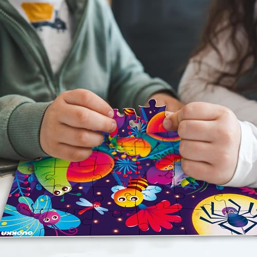 30 Pieces Puzzles for Kids Ages 3-5 – 4 Jigsaw Toddler Puzzles Ages 4-6 | Glow-in-The-Dark Dinosaur and Animals Learning - Educational Jigsaw Puzzle for Ages Kids 4-8 Years Old - color: Dinosaur & Animals