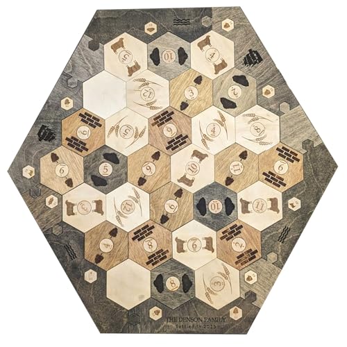 Personalized Wood Settler Game Board with Expansion Pack - 2-6 Players | Includes: Main Board and Expansion Pack | Compatible with Settler's of Catan - color: Custom: Board+expansion, size: Custom