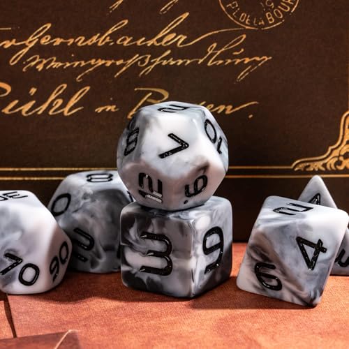 7PCS DND Dice Set Grey Polyhedral Dice Set for D&D Tabletop Games | Leather Storage Bag, DM Gift, for Dungeons and Dragons Role Playing Games - color: Camo-grey