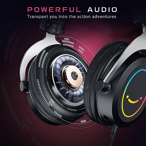 FIFINE 3.5mm Gaming Headset with Mic for PS5,Xbox,PC,Over-Ear Gaming Headphone with Detachable Microphone,RGB,Passive Noise Canceling for Computer,Switch,PlayStation,Wired Gamer Headset-H3