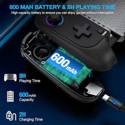 NinjaPlusOX Phone Controller for iPhone/Android with Hall Joystick, Wireless Controller for iPhone Support Xbox Game Pass, PlayStation, Steam Link, Call of Duty, Cloud Android iOS Controller - color: Dark Black