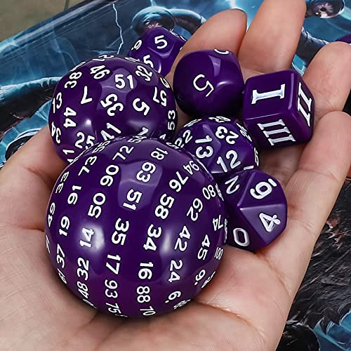 CiaraQ DND Polyhedral Dice Set (15pcs) D4-D100 Game Dice with Dice Bag | Acrylic Role Playing Dice for Dungeons and Dragons MTG Table Games (Purple & White) - color: Purple & White