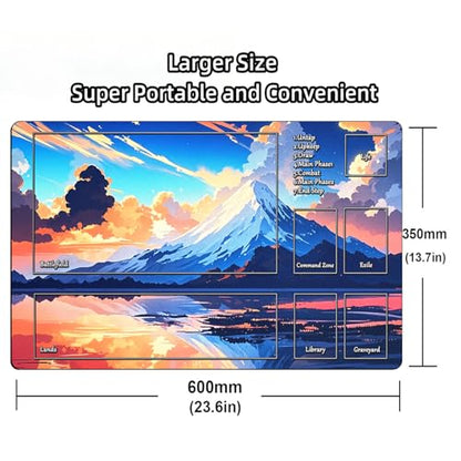 STORKY MTG Playmat, Landscape Board Game Mat with Storage Bag, Mouse Pad for DTCG CCG RPG Trading Card Playing Mat with Zones, Smooth Rubber Surface Battle, 24 x 14 inches, Mountain - color: Mountain With Zones