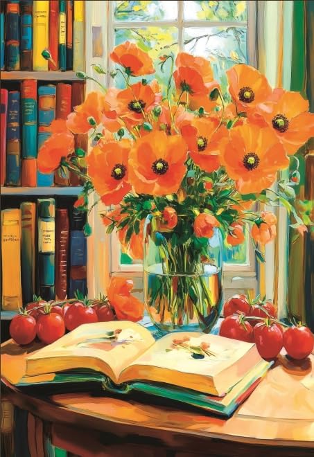 Jigsaw Puzzles 1000 Pieces for Adults | Poppies Panorama: Orange Elegance | 1000 Piece Puzzle for Adults | Art Flower Puzzle | Beautiful Design | Vibrant Pieces (Finish Size: 15''x 10'') - color: Orange Elegance