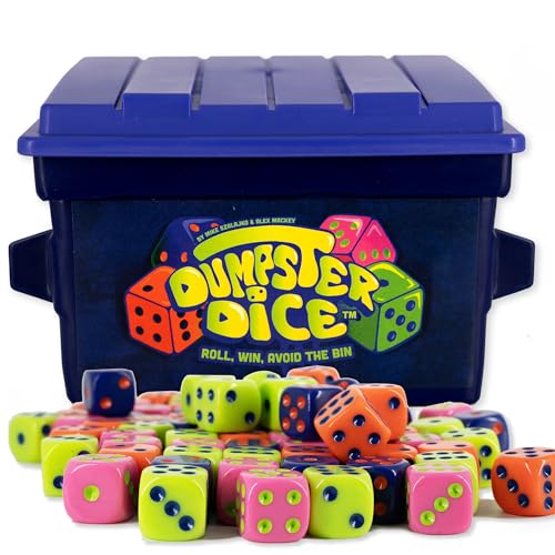 Big Discoveries Dumpster Dice Fast-Paced Family Dice Game | Fun 4-Player Board and Dice Game with Dumpster, 80 Piece Dice Set, and Graffiti Stickers | Perfect for Travel, Parties, and Game Night