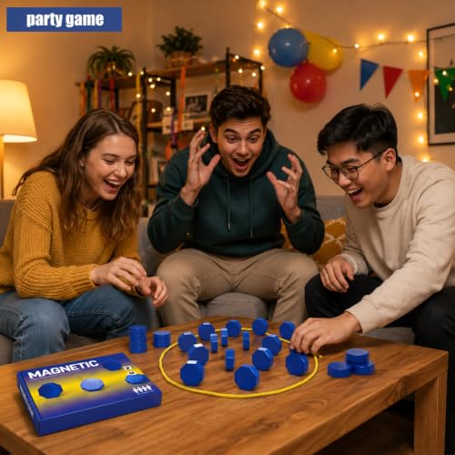 Magnetic Strategy Game for Adults, 20 Full-Size Magnetic Stones with Rope & Storage Bag, Portable Travel Game for Camping, Parties, Family Game Night