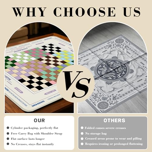 Crease-Free Mahjong Mat For Table American Checkered Mah Jongg Mats with Portable Bag Noise Reduction Non-Slip Table Cover 31.5*31.5in Large Waterproof Neoprene Pad For Board Game Mah Jong Mahjongg - color: Checkered
