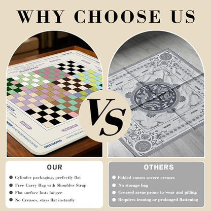 Crease-Free Mahjong Mat For Table American Checkered Mah Jongg Mats with Portable Bag Noise Reduction Non-Slip Table Cover 31.5*31.5in Large Waterproof Neoprene Pad For Board Game Mah Jong Mahjongg - color: Checkered