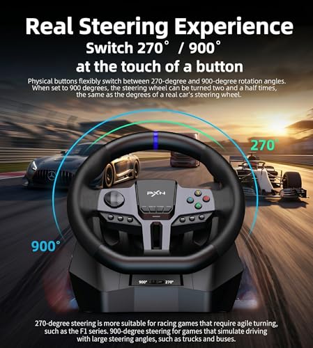 PXN V9Gen2 Racing Wheel with Pedals and Shifter 270/900 Degree Gaming steering Wheel for PC,PS4,PS3,Xbox One, Xbox Series X/S,N-Switch (NOT Support Mac/PS5)