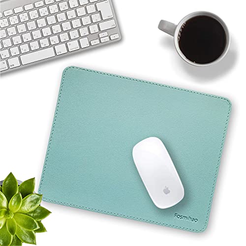 Leather Double Side Mouse Pad With Stitched Edge - Waterproof Ultra Thin for Computers, Laptop, Office & Home, 10.2 x 8.3 Inch, 1 Pack (Azury) - color: Azury
