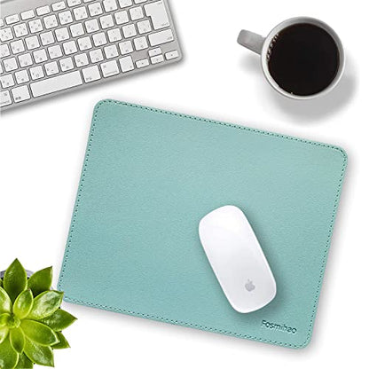 Leather Double Side Mouse Pad With Stitched Edge - Waterproof Ultra Thin for Computers, Laptop, Office & Home, 10.2 x 8.3 Inch, 1 Pack (Azury) - color: Azury