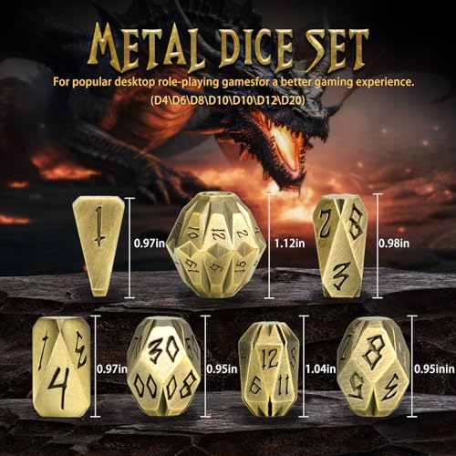 ZHOORQI Metal DND Dice Stonehenge Polyhedral Die Set for RPG(JS-Bronze | D and D Dice, 7Pcs/Set Unique Cool Dice, Perfect Dice Gifts for Dungeons and Dragons RPG Role Play Games - color: Jsz-bronze