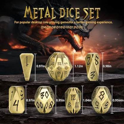 ZHOORQI Metal DND Dice Stonehenge Polyhedral Die Set for RPG(JS-Bronze | D and D Dice, 7Pcs/Set Unique Cool Dice, Perfect Dice Gifts for Dungeons and Dragons RPG Role Play Games - color: Jsz-bronze