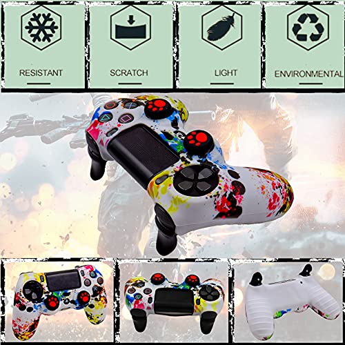 Silicone Skin for Ps4 Controller, 2pcs Anti-Slip Shell Cover Case with 10 Joystick Grips, 2 Pairs L2 R2, 4pcs Led Light Bar Skin for Playsation 4/ Slim/Pro Dualshock 4 Controller Wireless Gamepad - color: PS4 controller #5