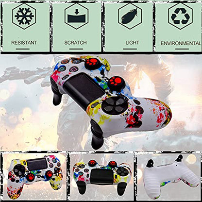 Silicone Skin for Ps4 Controller, 2pcs Anti-Slip Shell Cover Case with 10 Joystick Grips, 2 Pairs L2 R2, 4pcs Led Light Bar Skin for Playsation 4/ Slim/Pro Dualshock 4 Controller Wireless Gamepad - color: PS4 controller #5