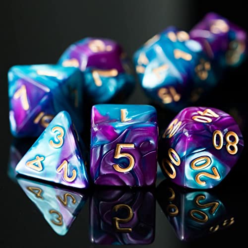 5 Sets DND Dice Polyhedral Dice Set (35pcs) with 1 Large Leather Bag, D&D Die Set for RPG Table Games (5Sets/35Pcs Double-Color) - color: 5sets/35pcs Double-color