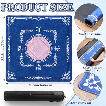 Thenshop Mahjong Mat Thickened Anti-Slip Game Mat with Drawstring Carrying Bag, 31.5" x 31.5" Waterproof Noise-reducing Table Cover for Mahjong, Poker, Card Games, Dominoes (Classic Style) - style: Classic