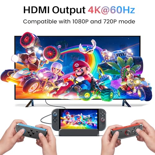 RREAKA for Nintendo Switch 2 Dock Station, Portable TV Docking Station with 4K@60Hz HDMI Output, USB 3.0 Port and 100W USB C Power, Includes HDMI Cable