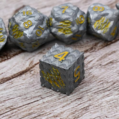 Dragon Scale Metal Dice Set-Dragon Claw,with Gift Metal Box for TTRPG Tabletop Gaming,Dungeon Masters,RPG Adventures(Grey) - color: Grey