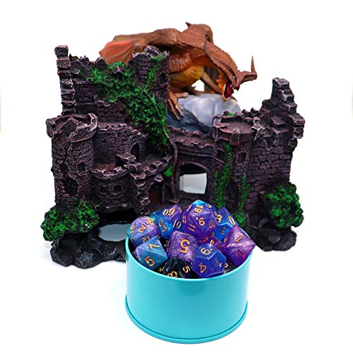 DND Dice Set Blue Purple Glitter Dice for Dungeon and Dragons D&D RPG Role Playing Games Table Games Polyhedral Dice - color: Blue Mix Rose+glitter