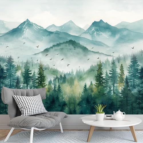 Atrippy Forest Mountain Nature Tapestry, Misty Foggy Sage Green Landscape Tapestries Wall Hanging, Tree Aesthetic for Bedroom Living Room Backdrop Decor 51x60 Inch - color: C Mountain Tapestry, size: 60"L x 51"W