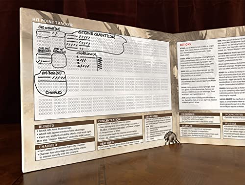 DM Screen for 5th Edition: Dry-Erase with Built in hit Point Tracker, Essential 5e Rules Reference, Amazing Illustration
