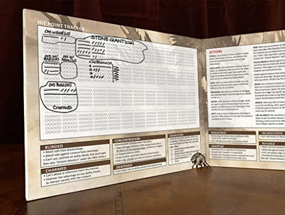 DM Screen for 5th Edition: Dry-Erase with Built in hit Point Tracker, Essential 5e Rules Reference, Amazing Illustration