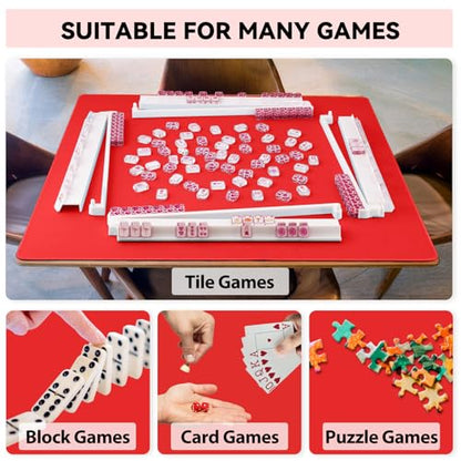 31.5'' Red Mahjong Mat for Table, Non-Slip Noise Reduction Gaming Mat | Classic Gaming Mat with Carrying Bag for Mahjong, Poker, Card, Domino, Board Games, Dominoes,Cards & Tile Games - color: Red